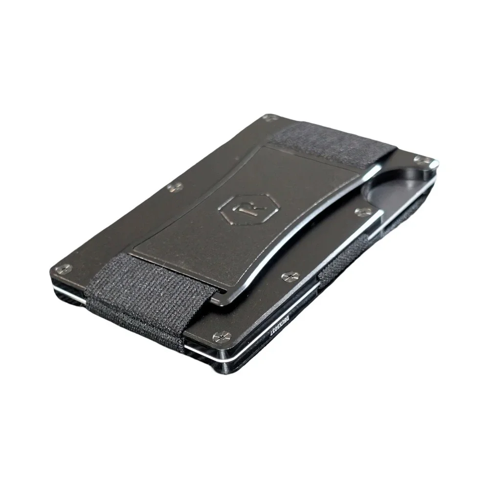Qq2O The Ridge Wallet 2.0 - Aluminum With Cash Strap - Royal Black Model A0449